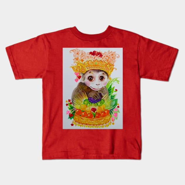 bebe monkey Kids T-Shirt by CATS ART